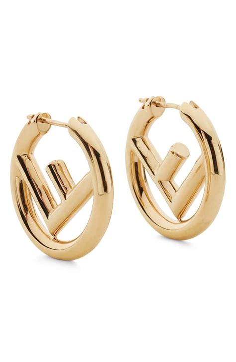 f is fendi earrings|fendi logo hoop earrings.